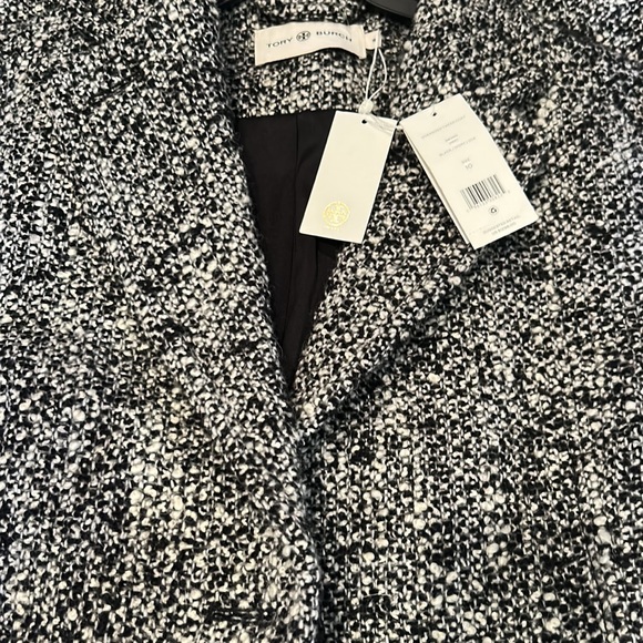 NWT TORY BURCH oversized tweed coat in black ivory size 10 ($1298) - Picture 13 of 13